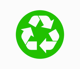 Recycle icon vector green circle. Eco recycling.
