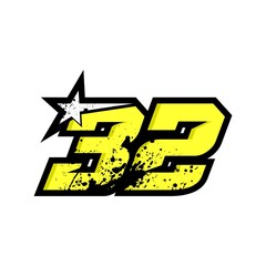 Simple Star Racing Number 32