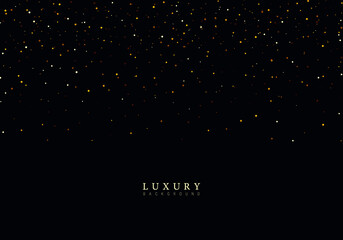 Gold glitter texture on a black background. Golden explosion of confetti.