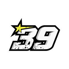 Simple Star Racing Number 39