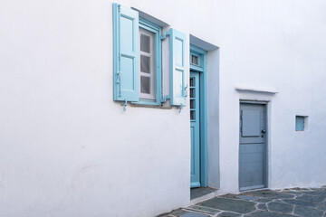 Greece, Cyclades. Folegandros island, Whitewashed buildings and narrow cobblestone streets