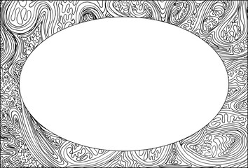 Doodle surreal fantasy circles coloring page for adults. zentangle banner seamless pattern Hand drawn illustration