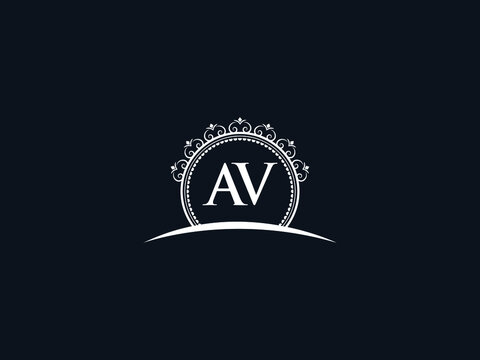Luxury AV Letter, initial Black av Logo Icon Vector For Hotel Heraldic Jewelry Fashion Royalty With Brand Identity and Print Template Image