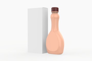 Glossy Plastic Syrup Bottle Mockup isolated on white background. 3d illustration 