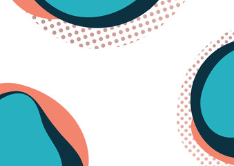 Abstract dynamic composition of overlapping rounded shapes and dots. Modern style geometric background, minimalistic design element. Vector