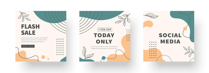 Vector set of abstract creative backgrounds. Minimal trendy design templates for business social media stories