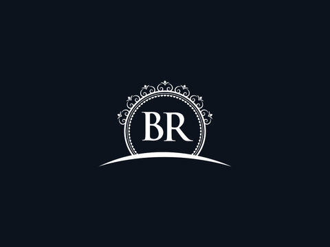 Luxury BR Letter, initial Black br Logo Icon Vector For Hotel Heraldic Jewelry Fashion Royalty With Brand Identity and Print Template Image