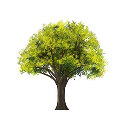 watercolor tree side view isolated on white background  for landscape and architecture layout drawing, elements for environment and garden