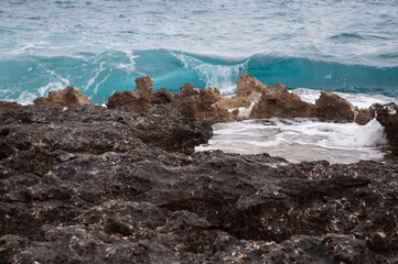 Rocks and Blue Water. Sant'Isidoro, Lecce, Italy