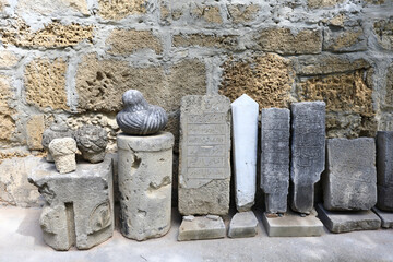 Tombstones on background of Tekie Dervish Temple in Yevpatoria