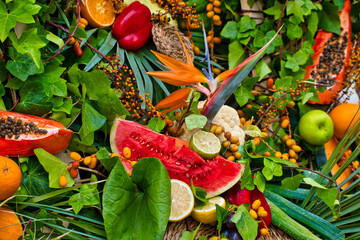Fruit - vegetables - fruits all organic or what?
A still life of plants, fruits, vegetables...