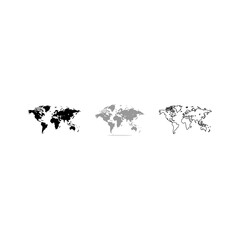 set World map color vector modern. Silhouette map.