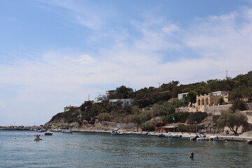 A view of a cliff in Syros island in Greece