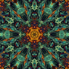 Fluid Art. Abstract colorful background, wallpaper, texture. Mixing paints. Modern art. Marble texture. Dream. İmagination, Mandala.