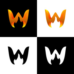 Vector logo Design Combination Initial Letter W With Fire