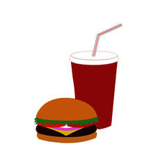 food, hamburger, burger, sandwich, drink, cheese, cheeseburger, bread, cola, meal, bun, fast, lunch, glass, beef, snack, isolated, meat, white, fast food, lettuce, tomato, beverage, fastfood, soda