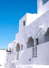 Fototapeta na wymiar Stylish minimalistic details wallpaper. White building. Geometry aesthetic. Travel. Canary island