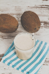 Coconut milk banana and pineapple smoothie