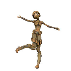 soldier girl cartoon girl is dancing