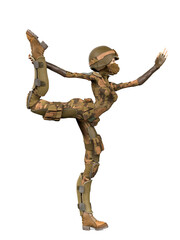 soldier girl cartoon girl is stretching