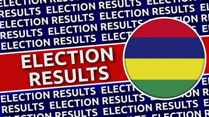 Fototapeta premium Mauritius Circular Flag with Election Results Titles - 3D Illustration 4K Resolution