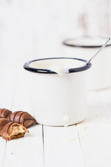 Warming chocolate with choco biscuits.