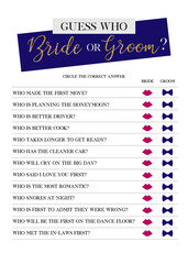 Guess Who Bride or Groom Game, Bridal Shower Games, printable vector card