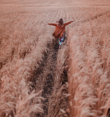 running girl in the field