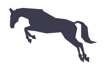 Fototapeta na wymiar Silhouette of Jumping Racing Horse, Derby, Equestrian Sport Vector Illustration