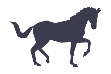 Fototapeta na wymiar Side View of Racing Horse Silhouette, Racing, Derby, Equestrian Sport Vector Illustration