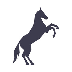 Silhouette of Racing Horse Standing on its Hind Legs, Derby, Equestrian Sport Vector Illustration