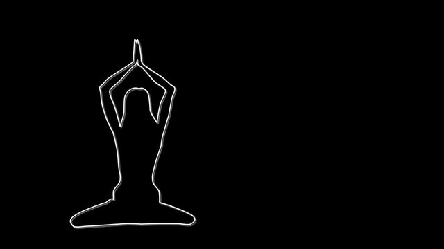 Woman practising yoga, self drawing outline animation.