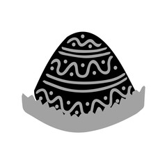 Isolated black and white design illustration of silhouette of sweet candy with ornament