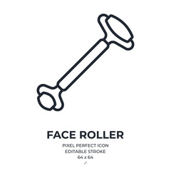 Face roller editable stroke outline icon isolated on white background flat vector illustration. Pixel perfect. 64 x 64.