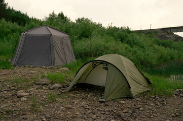 tourist tent near the river