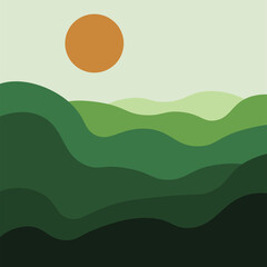 relief of hills in green tones