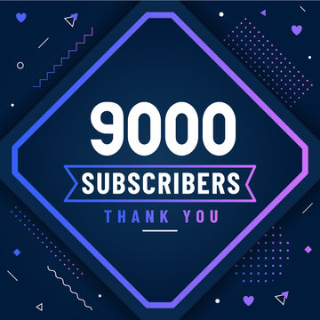 Thank you 9000 subscribers, 9K subscribers celebration modern colorful design.