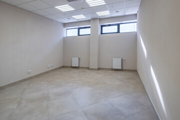 empty white room with repair and without furniture. room for office or clinic