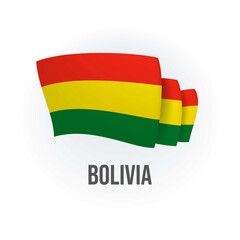 Bolivia vector flag. Bended flag of Bolivia, realistic vector illustration