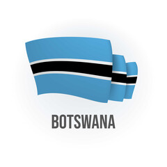 Botswana vector flag. Bended flag of Botswana, realistic vector illustration