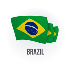 Brazil vector flag. Bended flag of Brazil, realistic vector illustration
