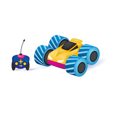 Toy car with remote control on withe background.
