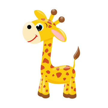 Vector illustration of cute cartoon giraffe