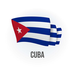 Cuba vector flag. Bended flag of Cuba, realistic vector illustration