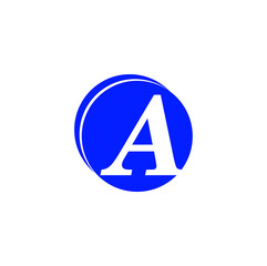 "A" company name initial letter monogram. A company logo vector. "A" letter in the blue circle. 
