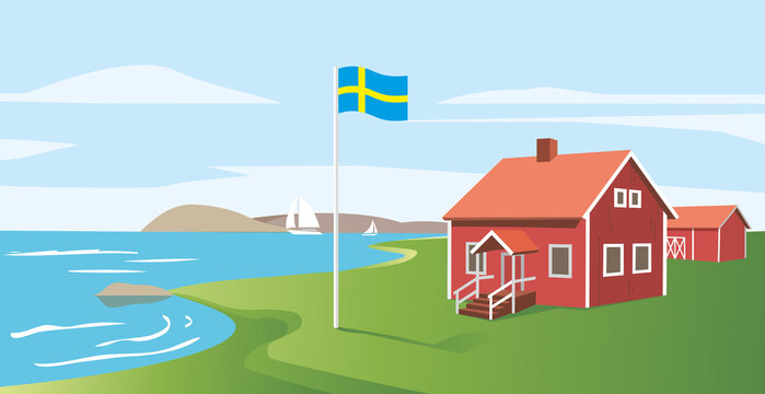 Illustration Schweden Ferienhaus