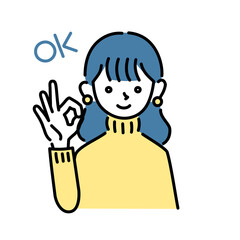 OKサインをする女性のイラスト