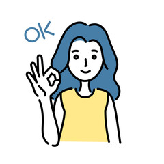 OKサインをする女性のイラスト