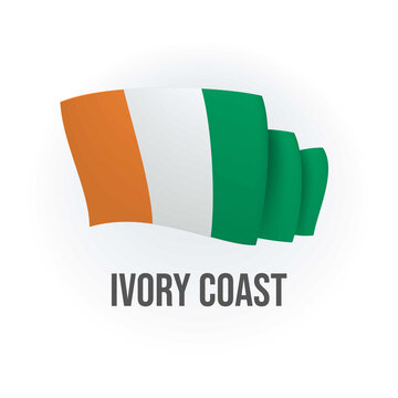 Ivory Coast vector flag. Bended flag of Ivory Coast, realistic vector illustration