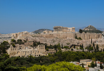 Fototapeta na wymiar Panorama of Athens with Acropolis hill, Greece